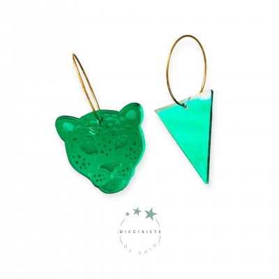 PENDIENTES ARO TIGRE VERDE