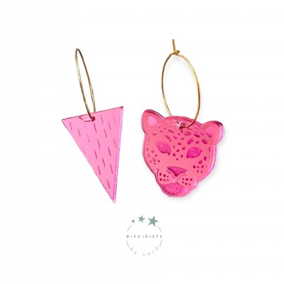 PENDIENTES ARO TIGRE ROSA