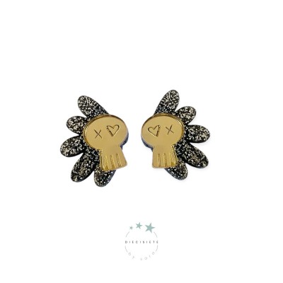 PENDIENTES CALAVERA ALADA