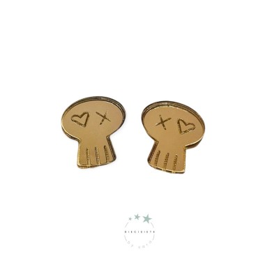 PENDIENTES CALAVERA DORADA MINI
