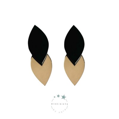 PENDIENTES PÉTALOS DORADOS-NEGROS