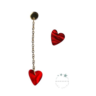 PENDIENTES CORAZÓN ENCADENADO