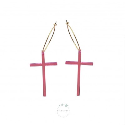 PENDIENTES ARO CRUZ ROSA