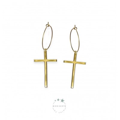 PENDIENTES ARO CRUZ DORADO