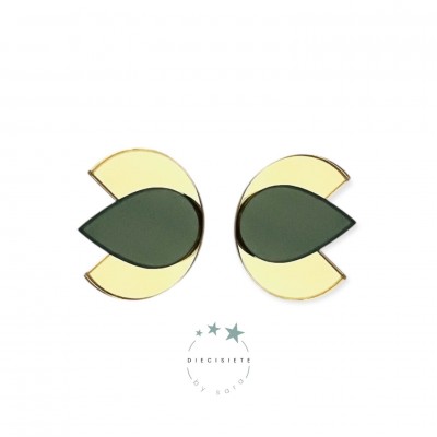 PENDIENTES TULIPÁN MINI NEGRO Y DORADO