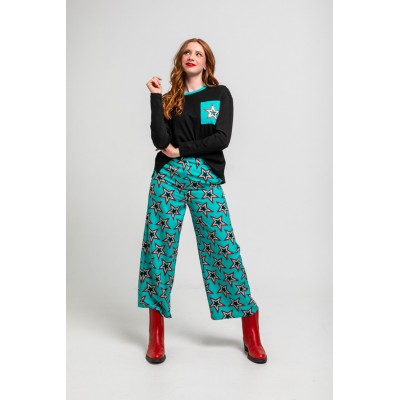 CAMISETA OVERSIZE NEGRA CON ESTAMAPADO DE ESTRELLA-STARWOMAN