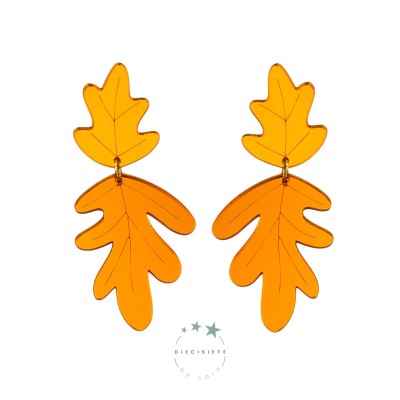 PENDIENTES HOJAS DE OTOÑO NARANJA