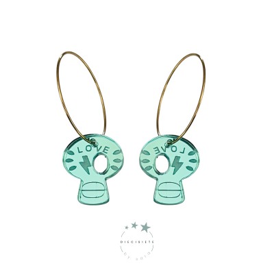 PENDIENTES ARO CALAVERA VERDE