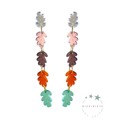 PENDIENTES HOJAS MULTICOLOR