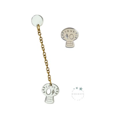 PENDIENTES ASIMÉTRICOS CADENA Y CALAVERAS PLATA