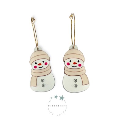 PENDIENTES ARO MUÑECO NIEVE
