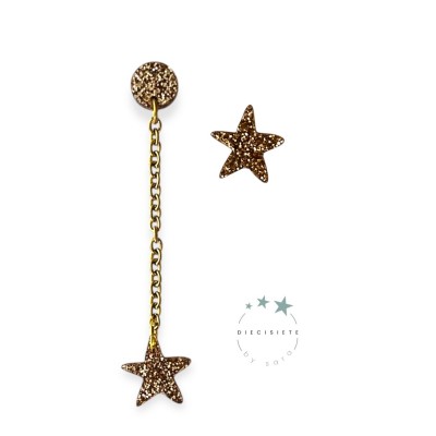 PENDIENTES ESTRELLITAS ASIMÉTRICAS CHAMPAN