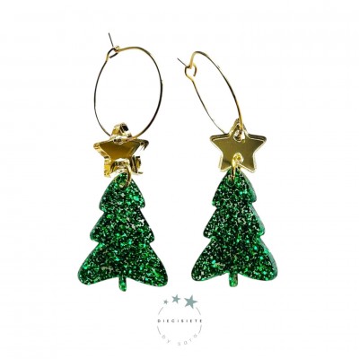 PENDIENTES ARO ARBOL NAVIDEÑO