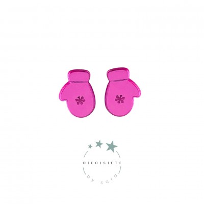 PENDIENTES MINI MANOPLAS ROSAS