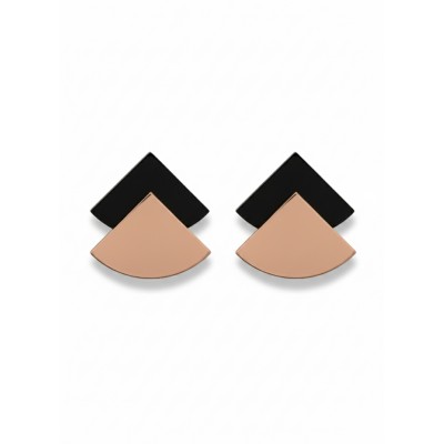TRIÁNGULO DOBLE NEGRO Y ORO ROSA