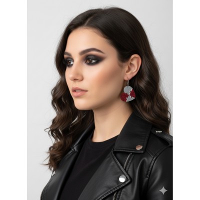 CORAZÓN PUZZLE GLITTER ROSA Y PLATA