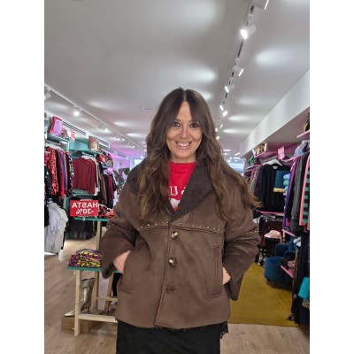 CHAQUETA ANTE MARRON OSCURO