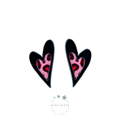 PENDIENTES CORAZON PRINT ROSA