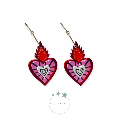 PENDIENTES ARO CORAZON LLAMEANTE