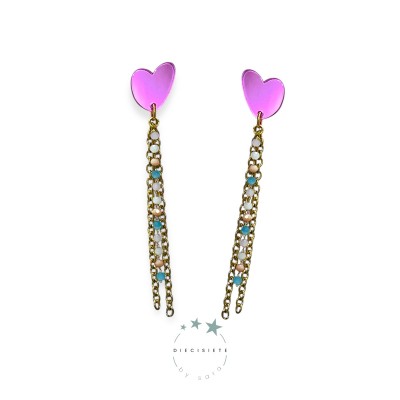 PENDIENTES CORAZON ESTELADO ROSA