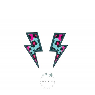 PENDIENTES RAYOS REMASTERIZADOS PRINT NEGRO