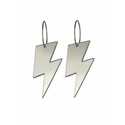 PENDIENTES RAYO 4,0 ESPEJO PLATA CLASICO ARO