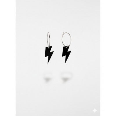 PENDIENTES RAYO 2,5 NEGRO ARO