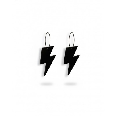 PENDIENTES RAYO 4,0 NEGRO CLASICO ARO
