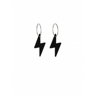 PENDIENTES RAYO 4,0 NEGRO DOS PUNTAS ARO