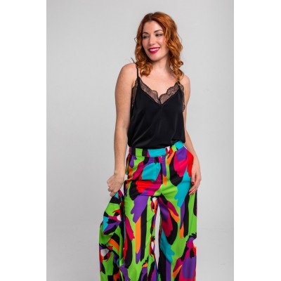 BLUSA LENCERA NEGRO Y ENCAJE- AL LORO