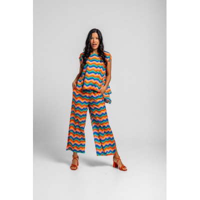 PANTALÓN FLUIDO RECTO CORTES LATERALES DE ONDAS MULTICOLOR-ÉCHATE FLORES