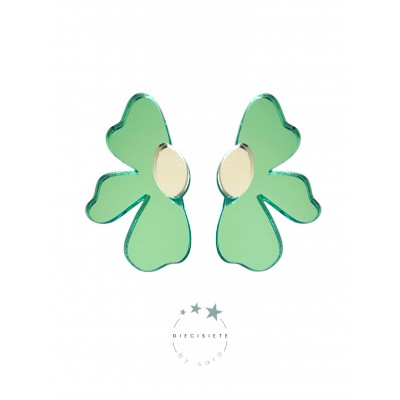 PENDIENTES FLOR HAWAI VERDE AGUA