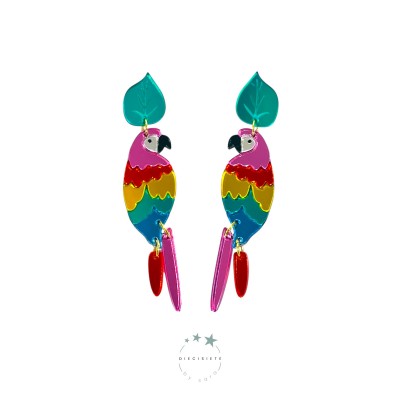 PENDIENTES GUACAMAYAS TROPICALES MULTICOLOR