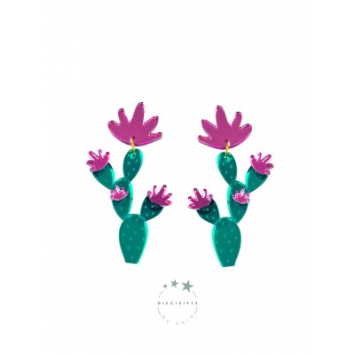 PENDIENTES CACTUS Y SUS FLORES