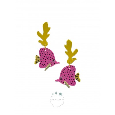 PENDIENTES PEZ CORAL Y PEZ MARIPOSA