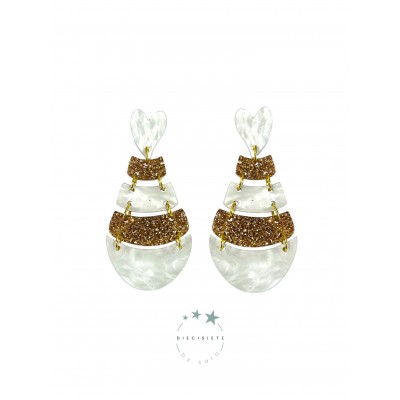 PENDIENTES BALLENA DORADA Y NACAR