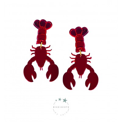 PENDIENTES LANGOSTA ROJA