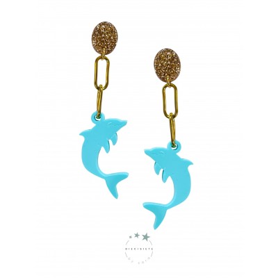 PENDIENTES DELFIN AZUL
