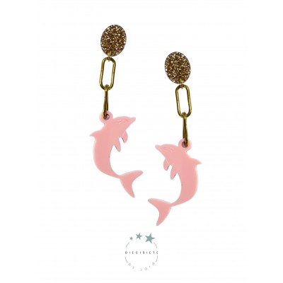 PENDIENTES DELFIN ROSA