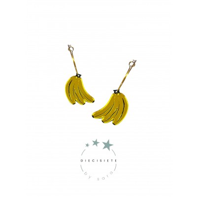 PENDIENTES ARO PLATANITOS CANARIOS